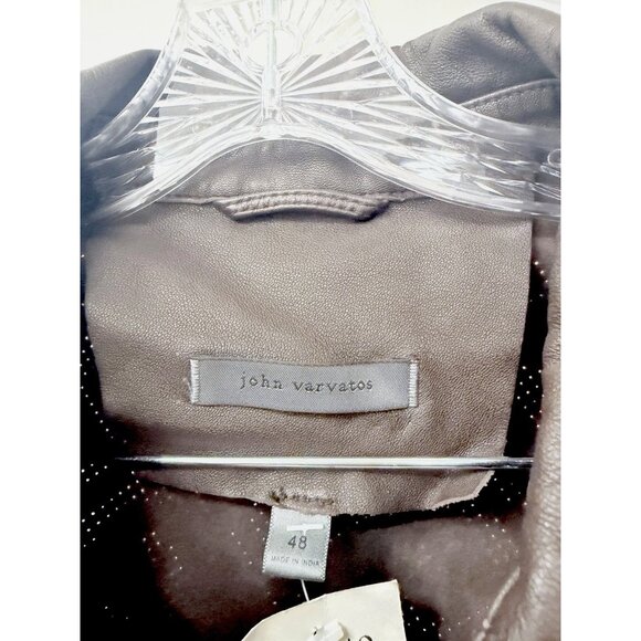 John Varvatos Chocolate Brown Leather Western Insp Sexy Shirt, Button/design - Picture 4 of 9